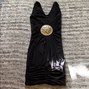 SKY black dress with medallion detail size large